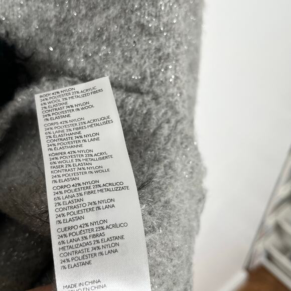 Anthropologie Maeve Bow Sweater Womens Medium Gray Novelty Metallic Sparkle - Picture 9 of 10